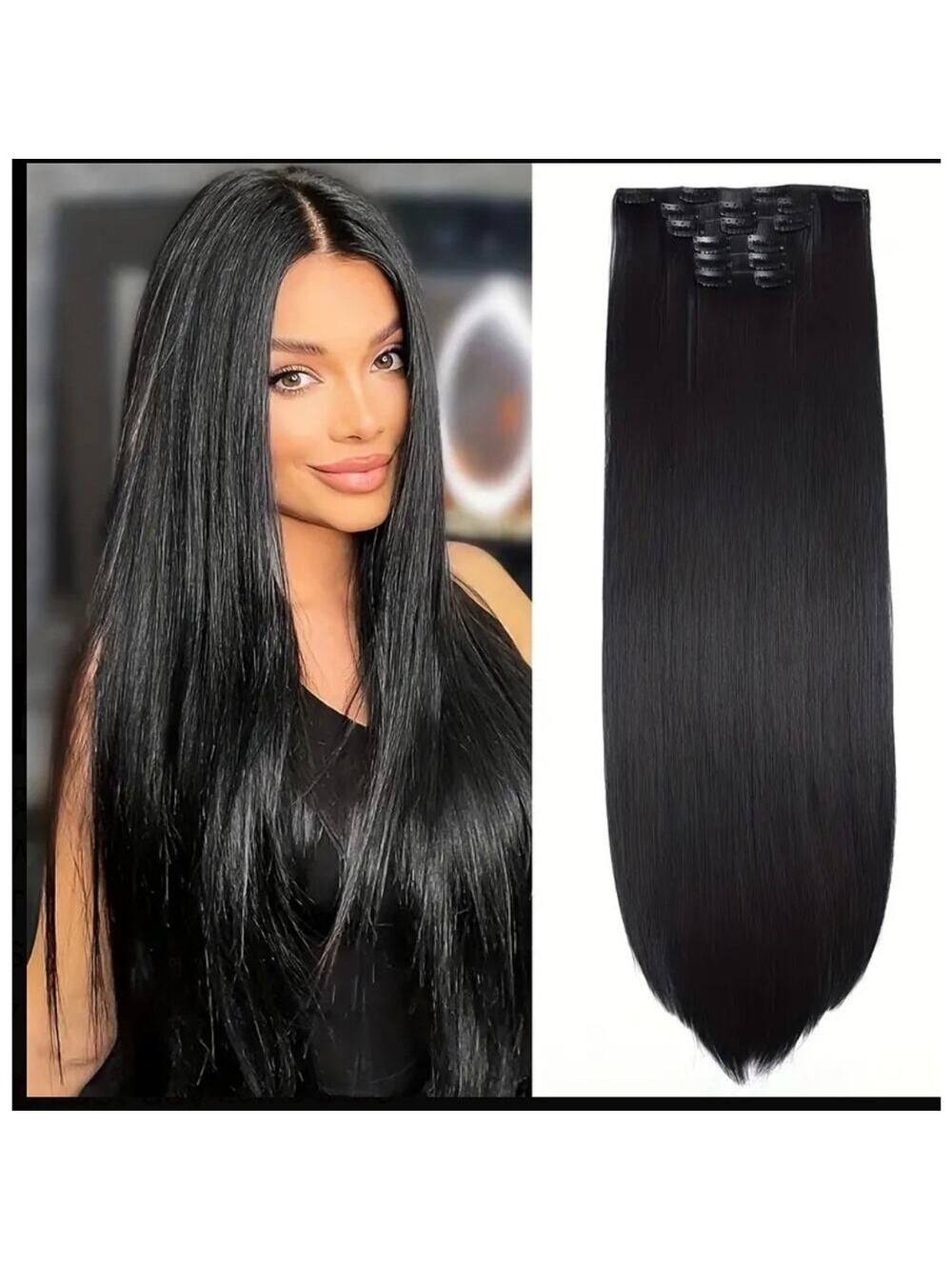 6 piece 20”  black human hair extensions